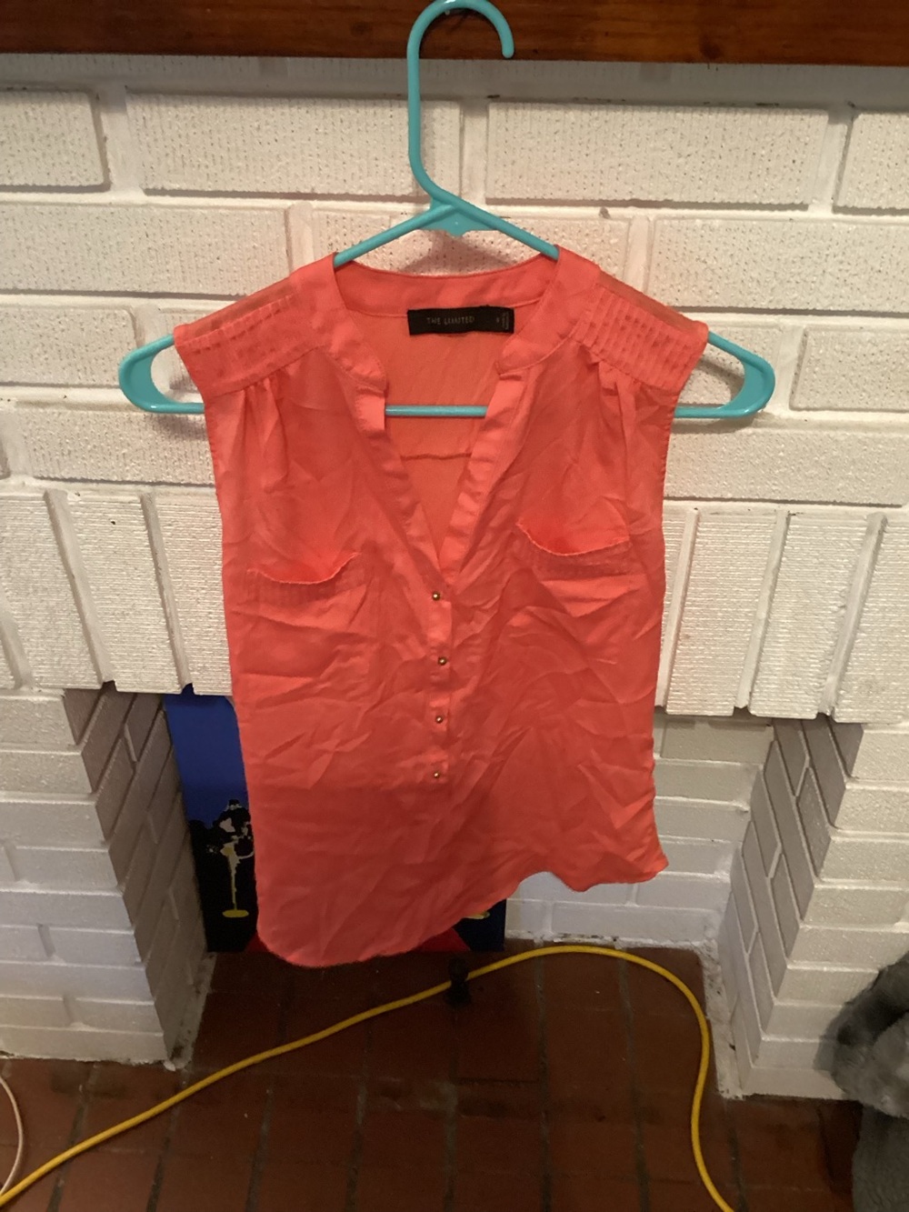 The Limited Coral Sleeveless Henley Blouse